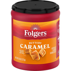 Folgers Buttery Caramel Flavored Ground Coffee, 9.6 Ounce Canister (Pack of 6)