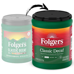 Folgers Decaf Coffee, Ground Coffee, Classic Medium Roast, 9.6 Ounce Canister (Pack of 2)