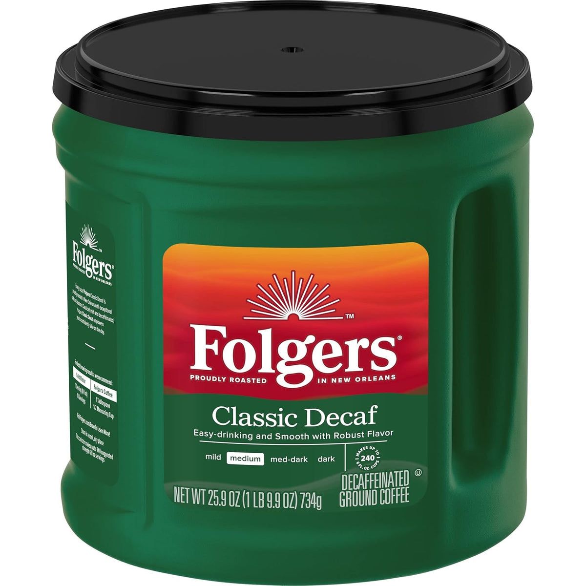 Folgers Classic Decaf Medium Roast Ground Coffee, 25.9 Ounce