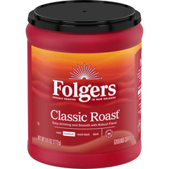 Folgers Classic Roast Medium Roast Ground Coffee, 9.6 Ounce (Pack of 2)